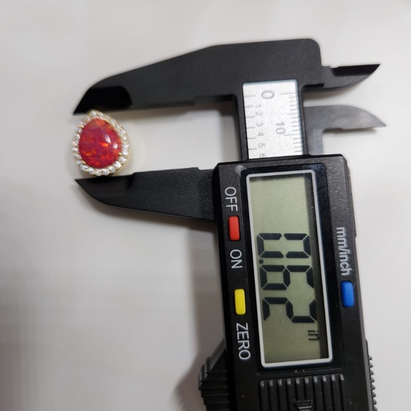 Natural Fire Red Opal Urn Pendant, VVS Moissanite Diamond100% Passes Dia Testers - Picture 5 of 7